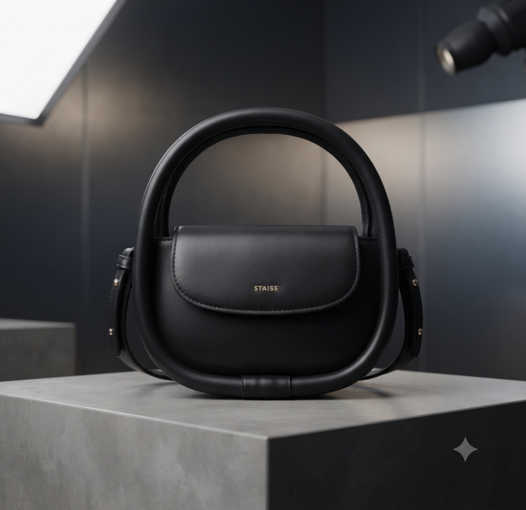 black round top handle crossbody bag